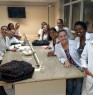 I and my classmates , the Biophysics group , experimenting o