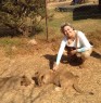 With a baby lion in Africa 