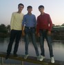 It's me with my friend on the beach of Syr Darya.