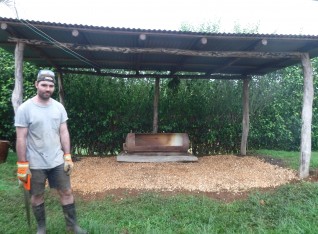 Looking Pretty Pleased with his Water Tank/BBQ/Chicken Coop