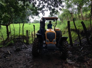 Rach Driving Wally (after having slid downthe hill into this very tight gate)