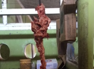 Meat hanging in the market