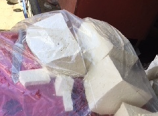 Cheese blocks at the market