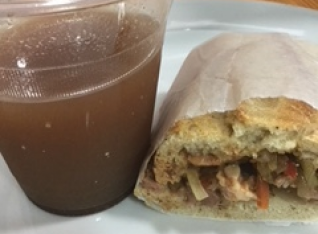 Tamarind juice and a sandwich