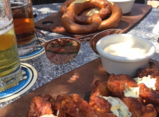 Pretzels wings and beer