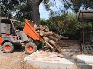 Dumping the smaller logs on the 3rd water deposit