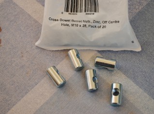 Cross dowel barrel nuts