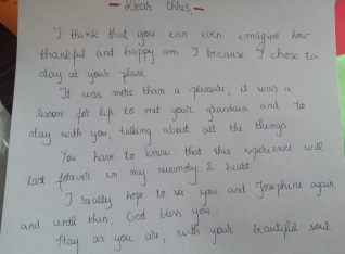 Letter from one of my guests